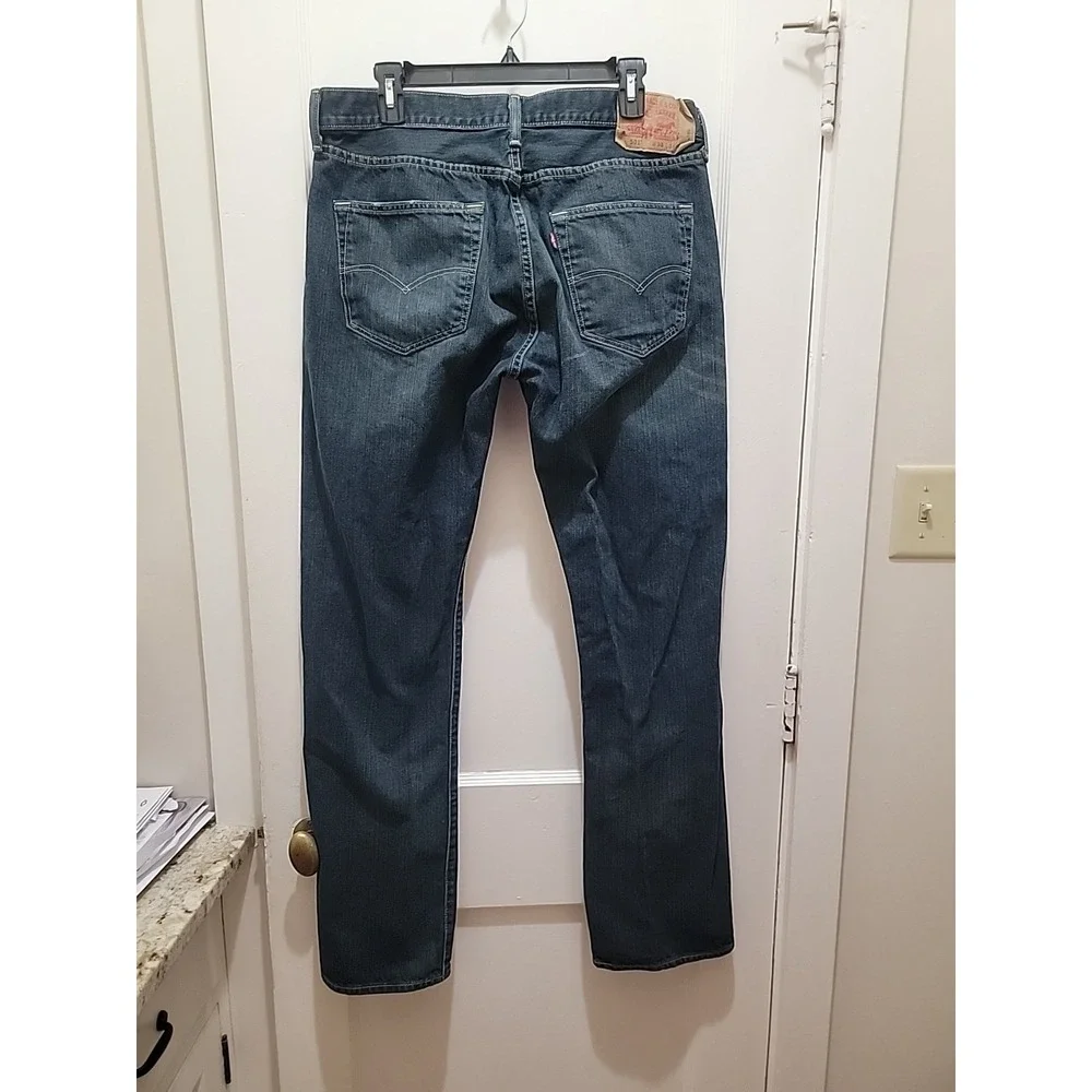 Levis 501 Jeans Mens 36x34 Relaxed Straight Denim Button Fly Blue DarkWash